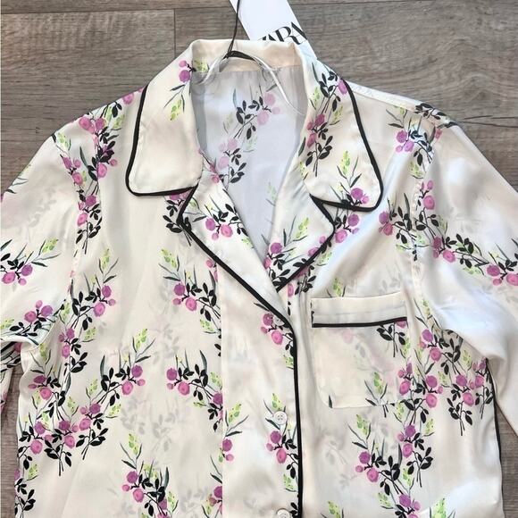 ZARA Flowy Pajama-Style Printed Blouse NWT - Picture 15 of 16